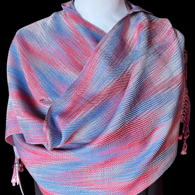 Echarpe en 100% soie, tricolor / Handwoven silk scarf