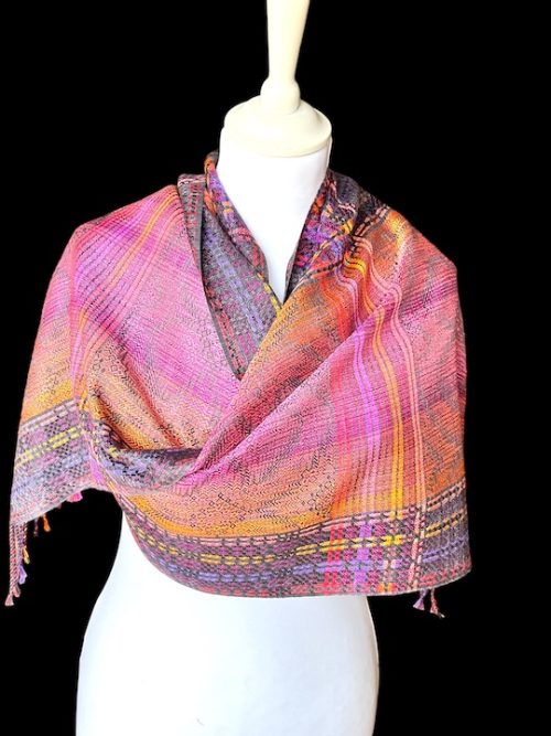 Update - Pink/orange handwoven luxury silk shawl/wide scarf