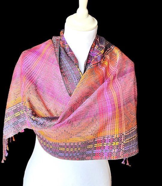 Update - Pink/orange handwoven luxury silk shawl/wide scarf