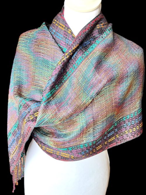 100% silk wide scarf or shawl, for women or men. Silk scarves Handwoven in France