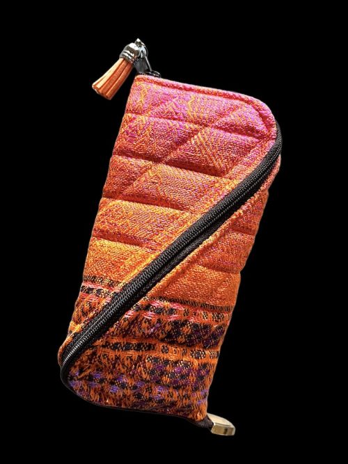 glasses case silk orange/pink