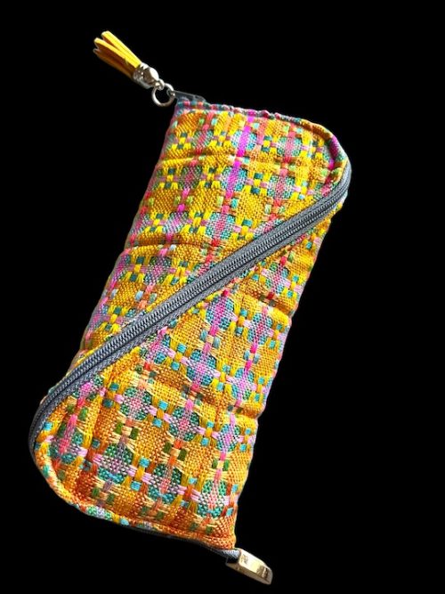 Glasses case : Silk yellow/orange/pink blue