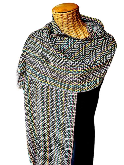 multi colour hand woven silk scarf